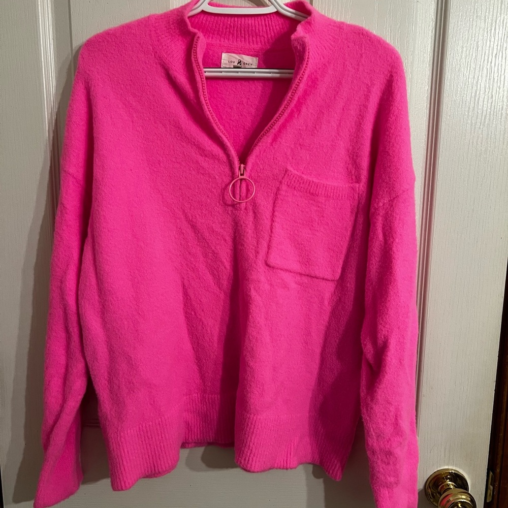 Loft Pink quarter zip sweater